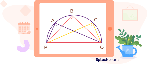 Angles A, B, C in a semicircle are right angles