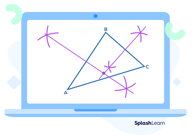 Perpendicular bisectors of sides AB and BC of triangle ABC