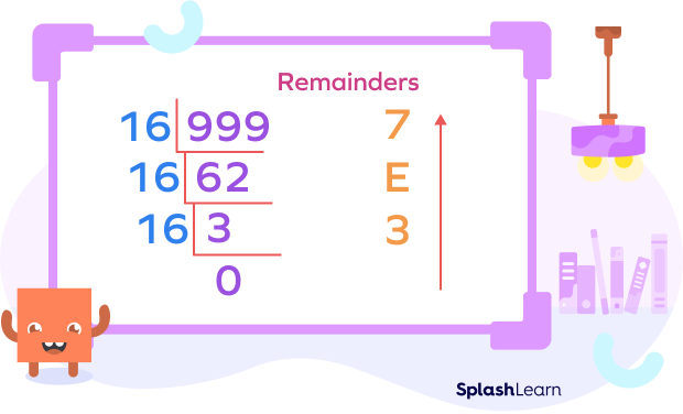 Decimal to hexadecimal conversion of 999