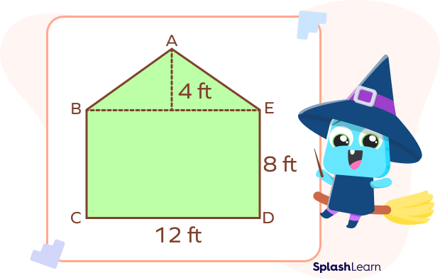 Irregular pentagon with dimensions given