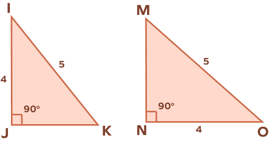 Right triangles IJK and MNO