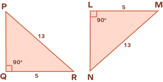 Right triangles PQR and LMN