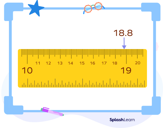 The measurement shown on the given meter stick reads 18.8 cm.