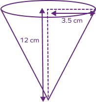 A cone with radius 3.5 cm and height 12 cm