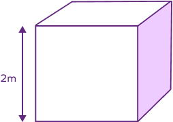 A cube with side length 2 m