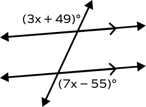 Figure showing alternate exterior angles in variable form