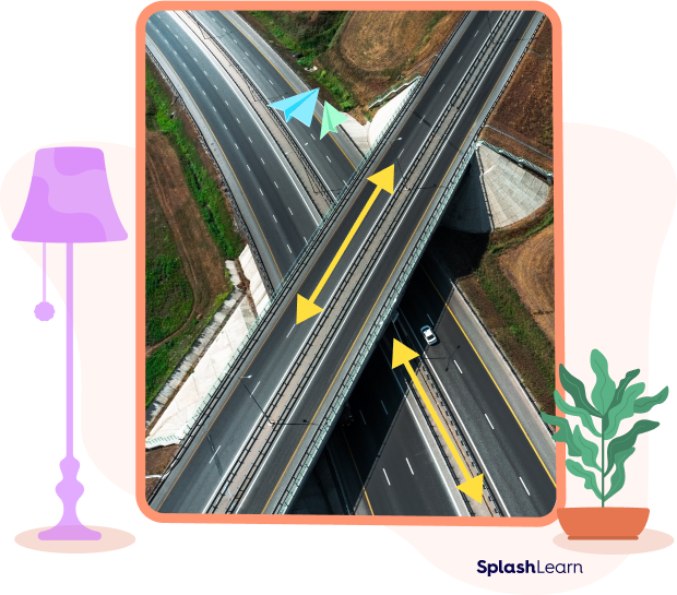 Two overpasses representing skew lines