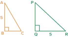 Two right triangles ABC and PQR