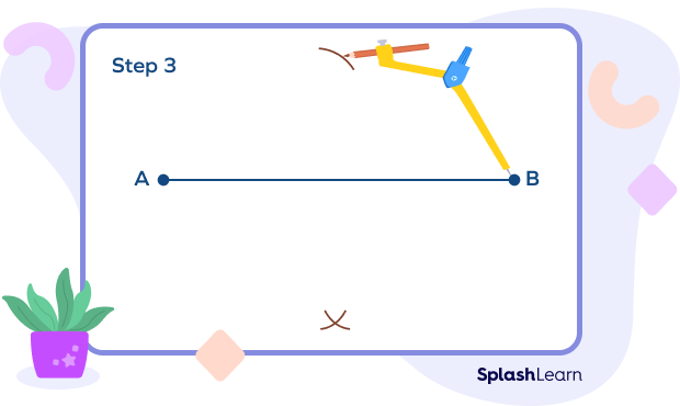 Using a compass to draw perpendicular bisector