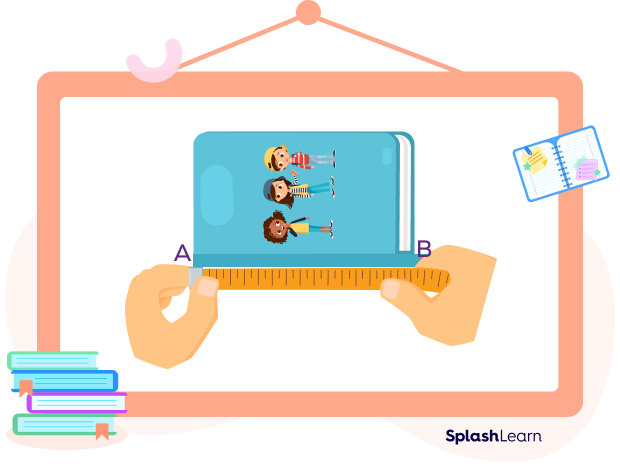 Using a meter stick to measure length of a book