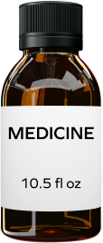 A 10.5 fl oz medicine bottle