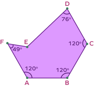 Angles in a concave polygon - example