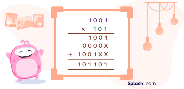 Binary multiplication of 1001 and 101