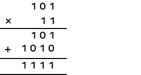 Binary multiplication of 101 and 11