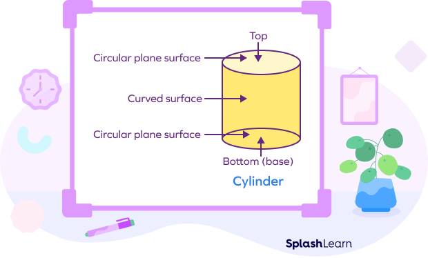 Parts of a cylinder - base, top, curved surface