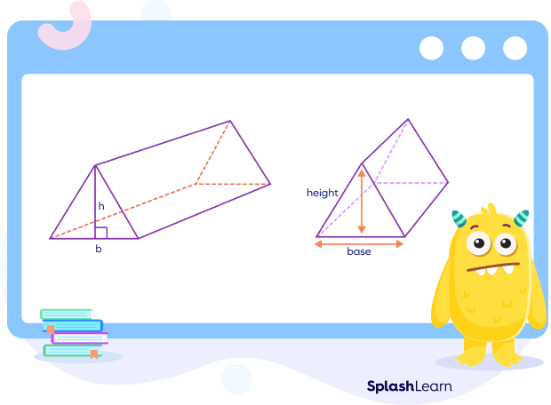 Base area of a triangular prism formula if the base and height of the triangle are given