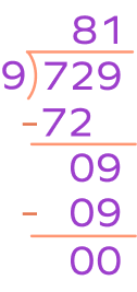 Dividing 729 by 9