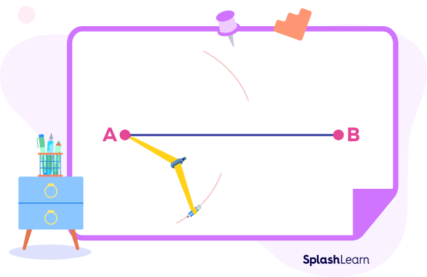 Perpendicular bisector construction - step ii