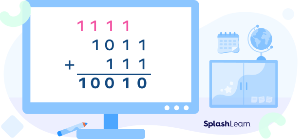 Binary addition with regrouping example