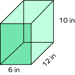 A cuboid with length 12 in, width 6 in, and height 10 in