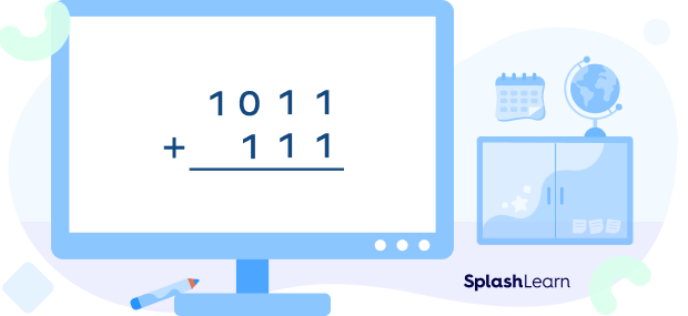 Binary addition with regrouping step 1