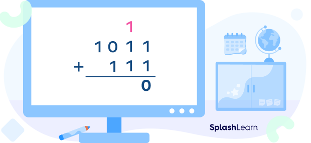 Binary addition with regrouping step 2