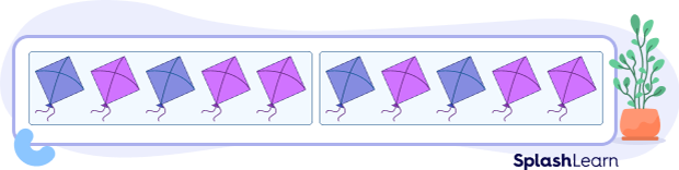 Ten kites equally shared in two groups