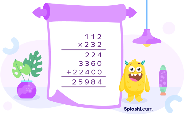 112 multiplied by 232 using long multiplication