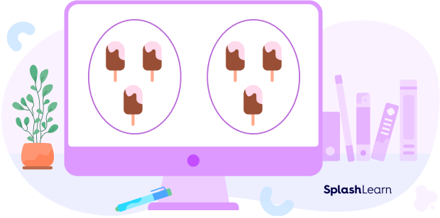 group of three ice creams for multiplication