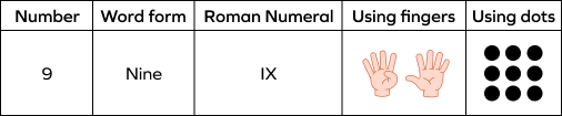 Writing the number 9 using different numerals